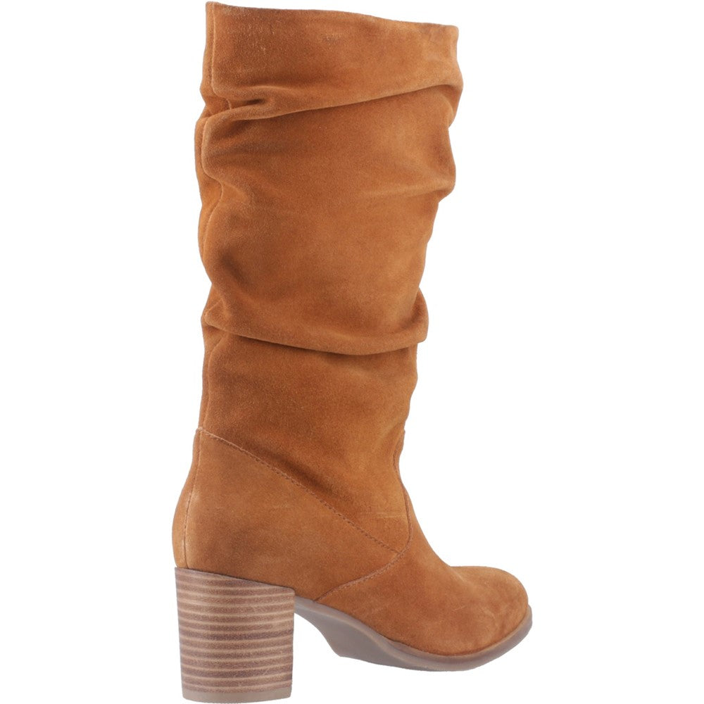 Ladies Long Boots Tan Hush Puppies Cosima Ruched Boot