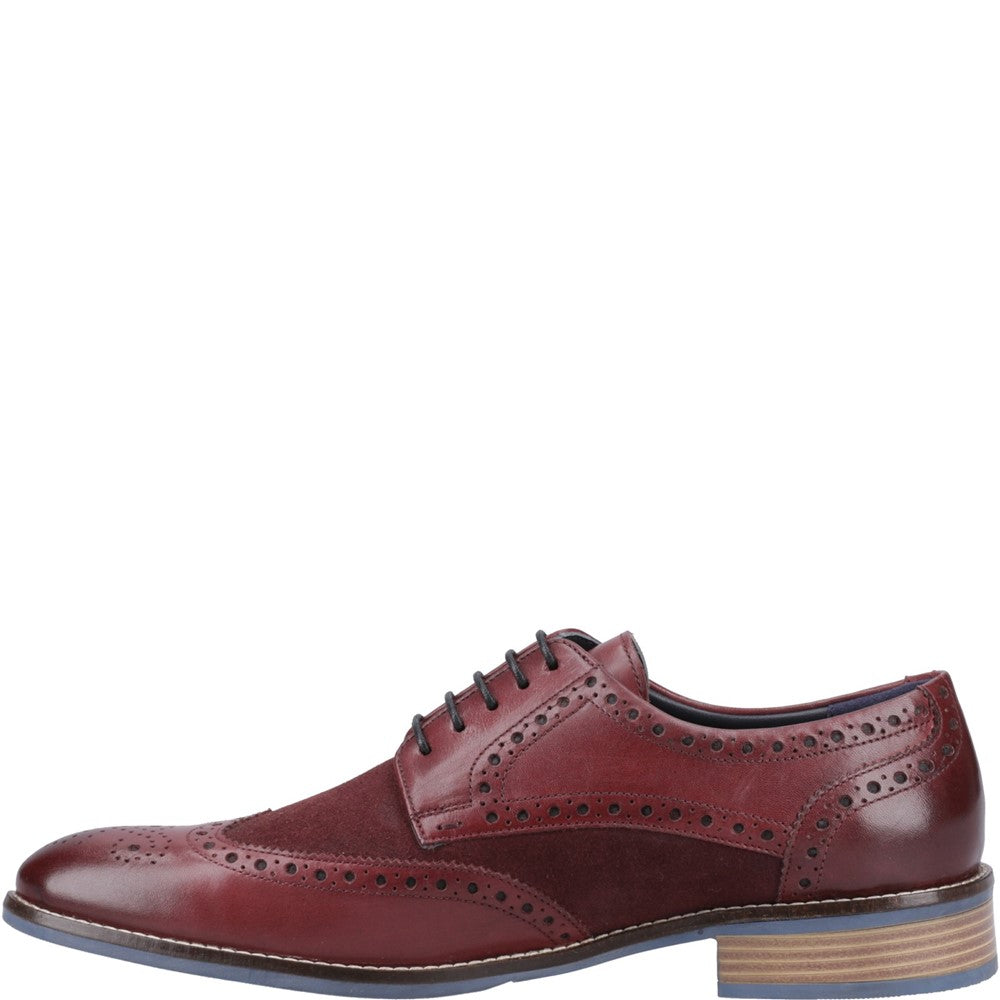 Mens Formal Lace Up Shoes Burgundy Hush Puppies Dustin Mix Brogue