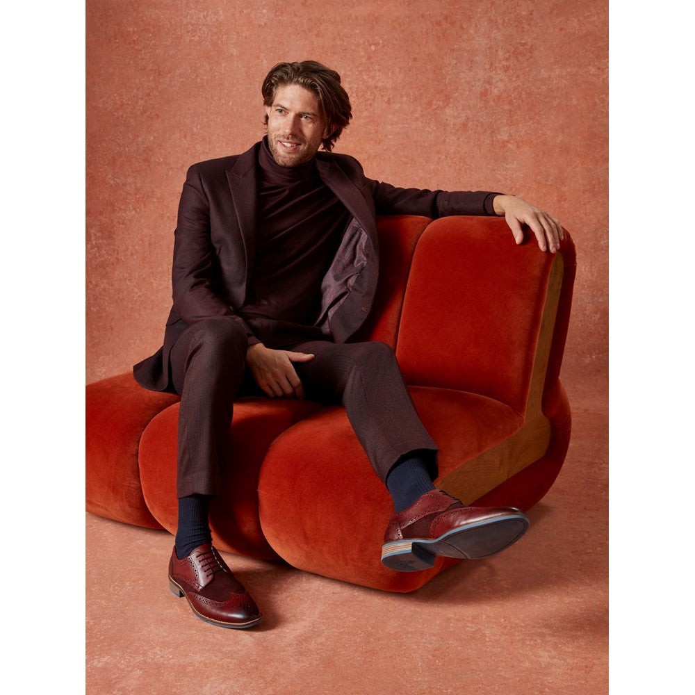 Mens Formal Lace Up Shoes Burgundy Hush Puppies Dustin Mix Brogue