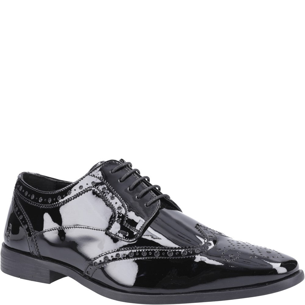 Mens Formal Lace Up Shoes Black Hush Puppies Elliot Brogue Patent