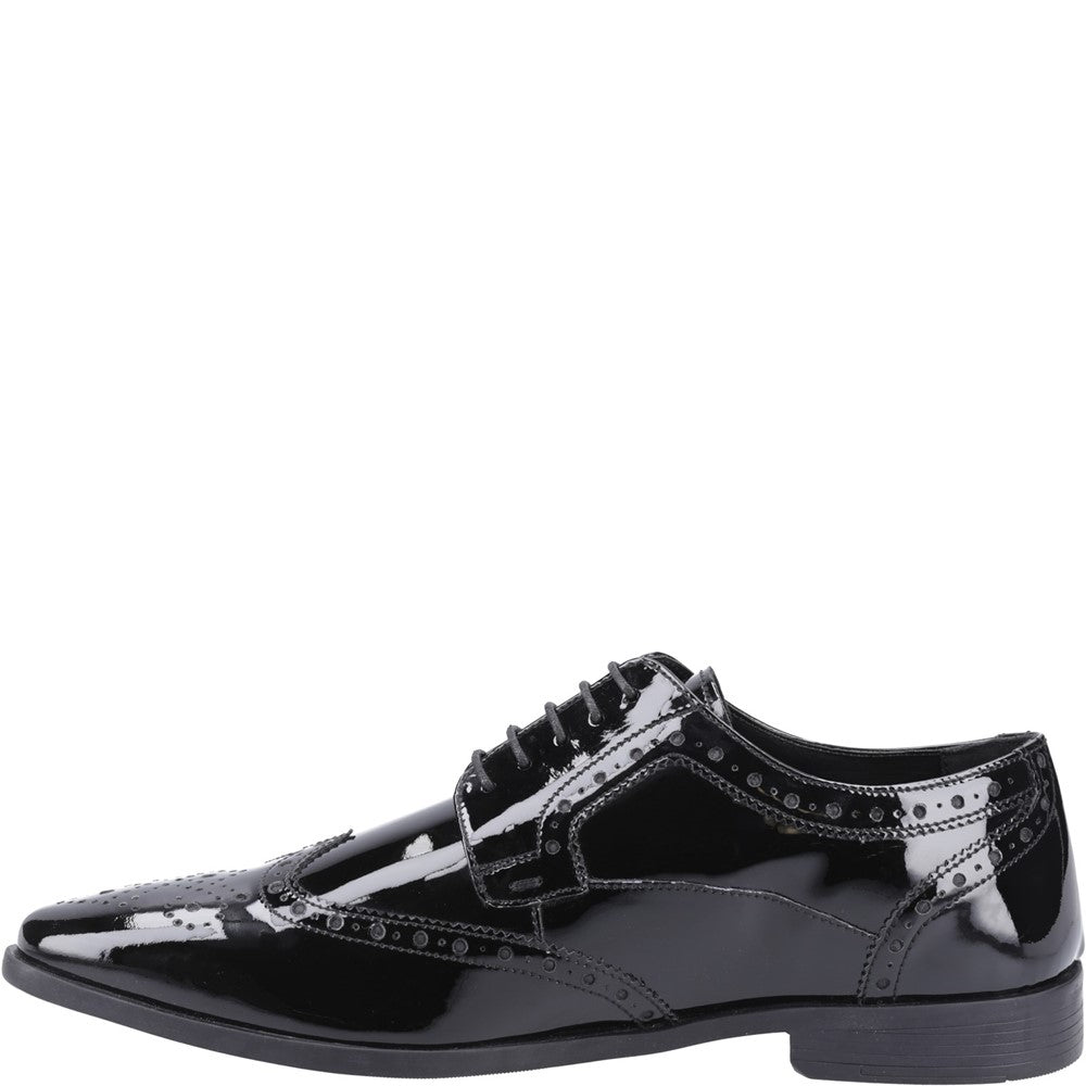 Mens Formal Lace Up Shoes Black Hush Puppies Elliot Brogue Patent