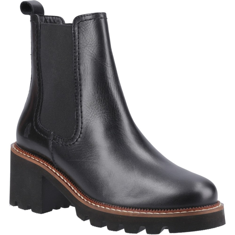 Ladies Ankle Boots Black Leather Hush Puppies Gaia Chelsea Boot