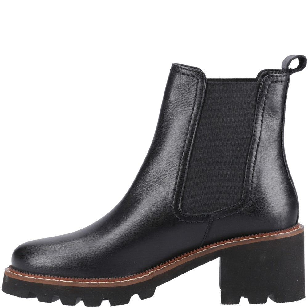 Ladies Ankle Boots Black Leather Hush Puppies Gaia Chelsea Boot