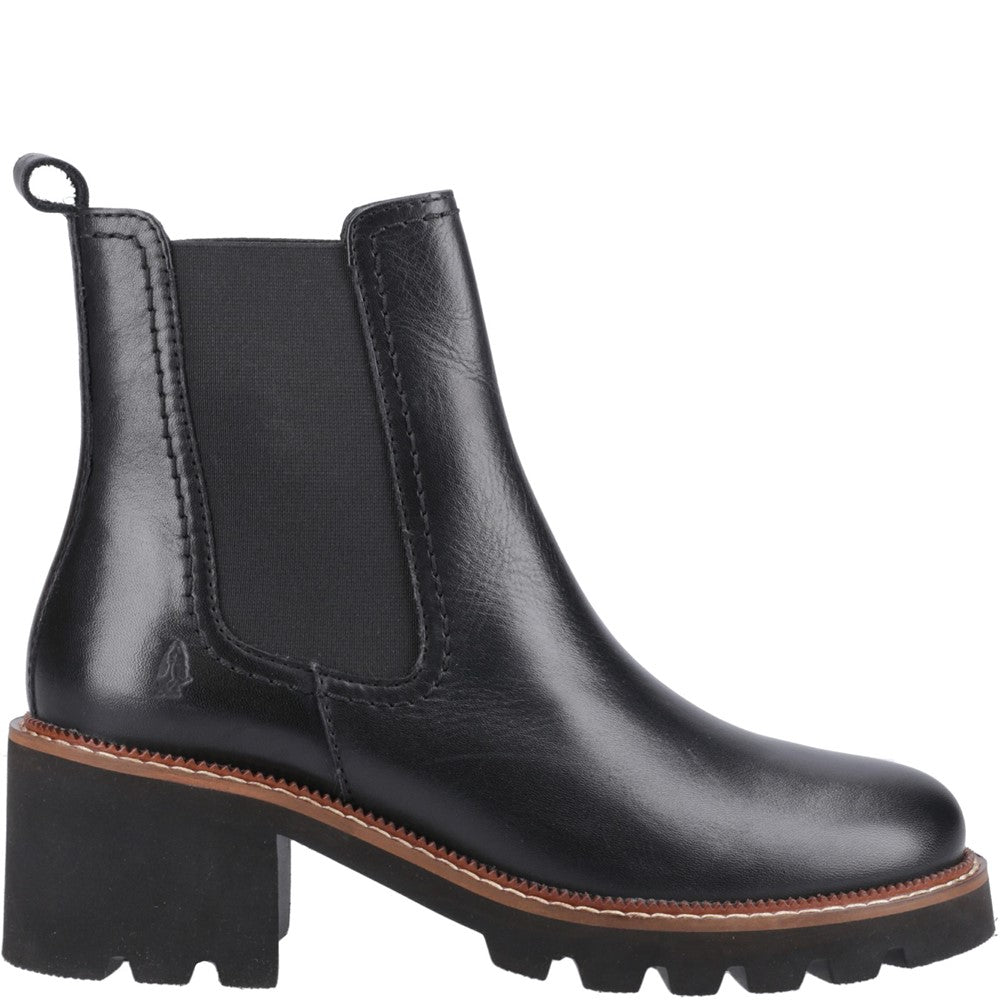 Ladies Ankle Boots Black Leather Hush Puppies Gaia Chelsea Boot
