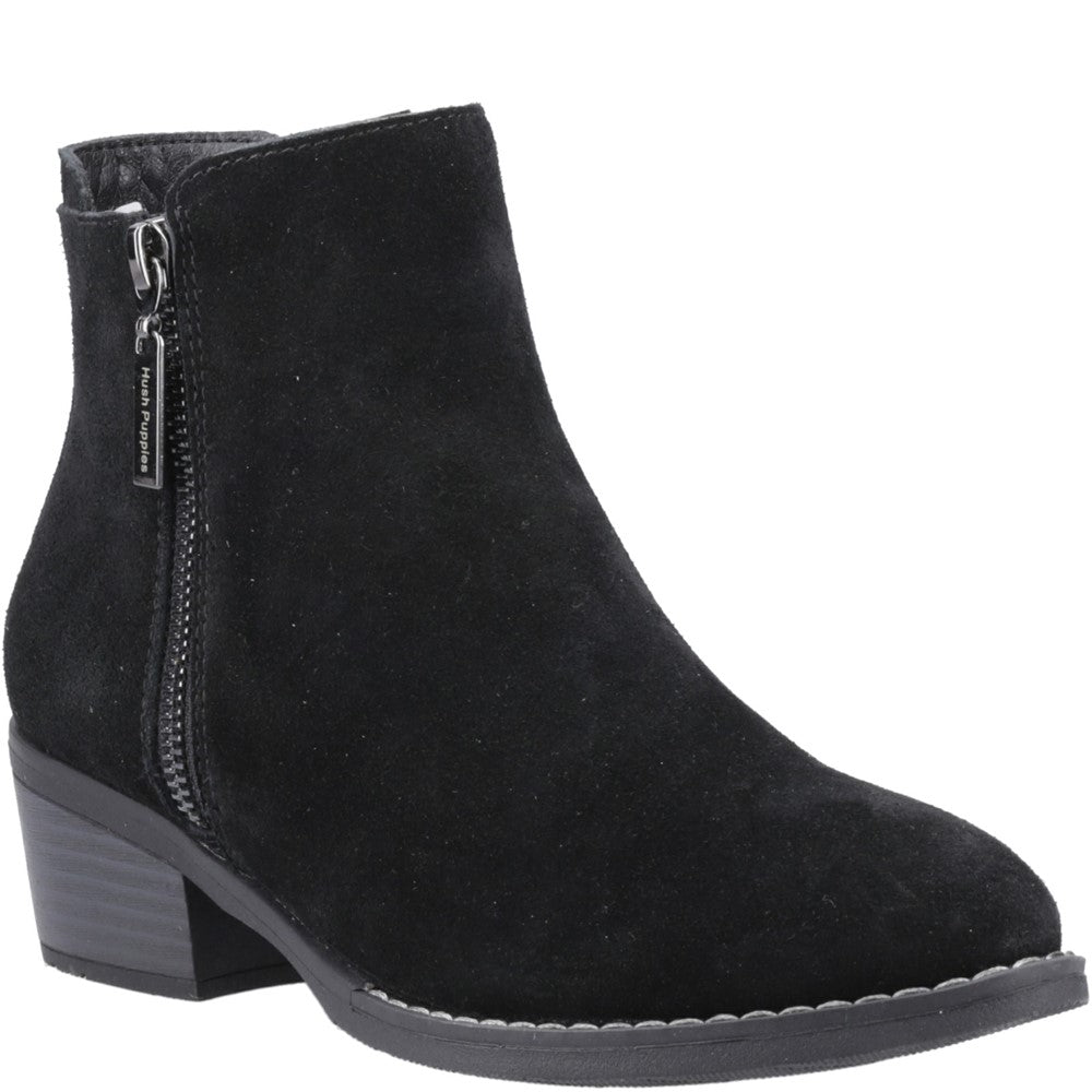 Ladies Ankle Boots Black Hush Puppies Ingrid Zip Boot