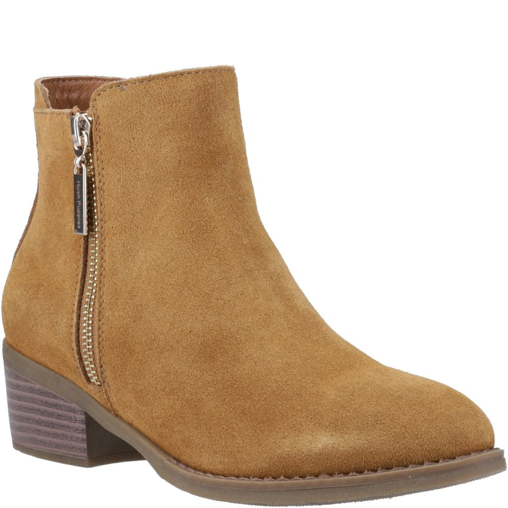 Ladies Ankle Boots Tan Hush Puppies Ingrid Zip Boot