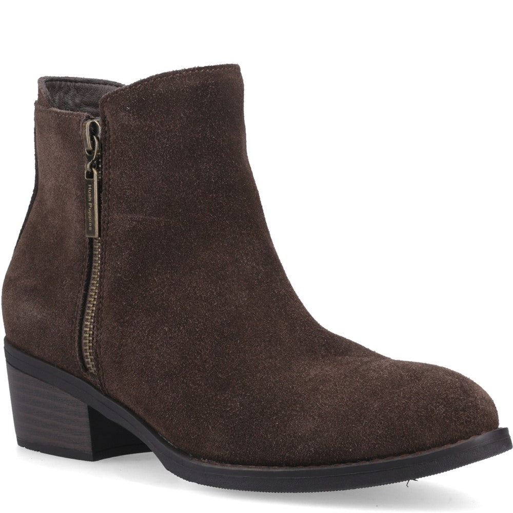 Ladies Ankle Boots Chocolate Hush Puppies Ingrid Zip Boot