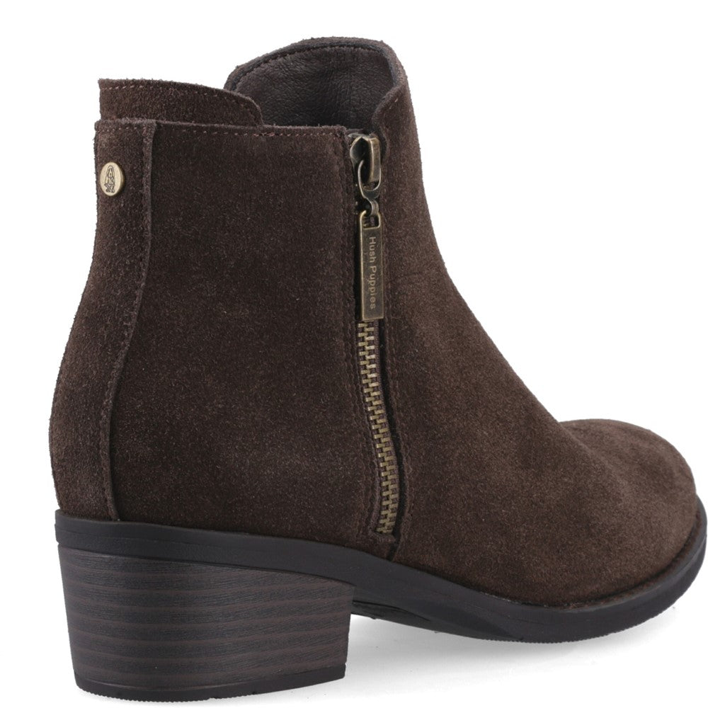 Ladies Ankle Boots Chocolate Hush Puppies Ingrid Zip Boot