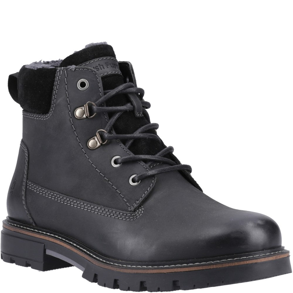 Mens Boots Black Hush Puppies Pier Shearling Lace Boot