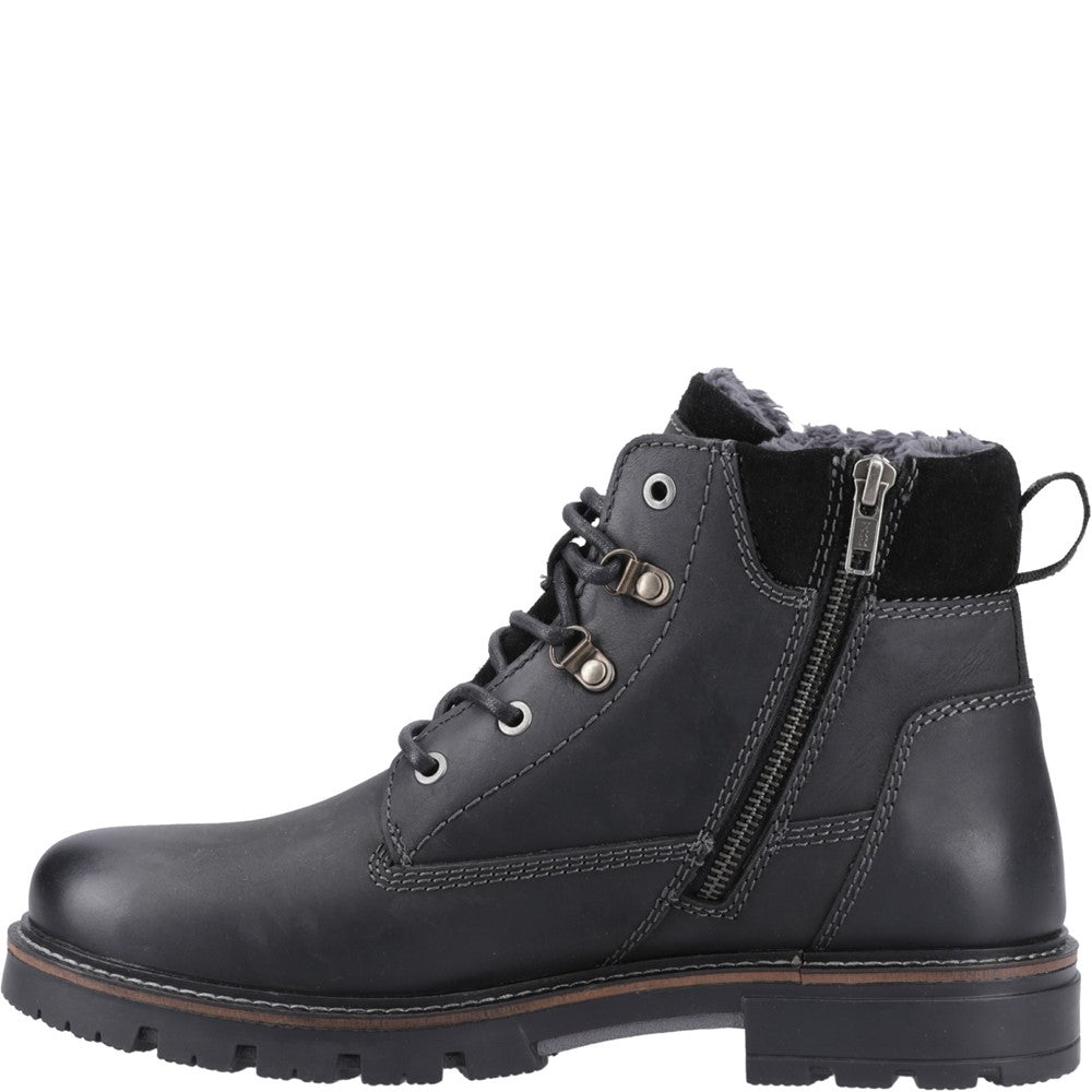 Mens Boots Black Hush Puppies Pier Shearling Lace Boot