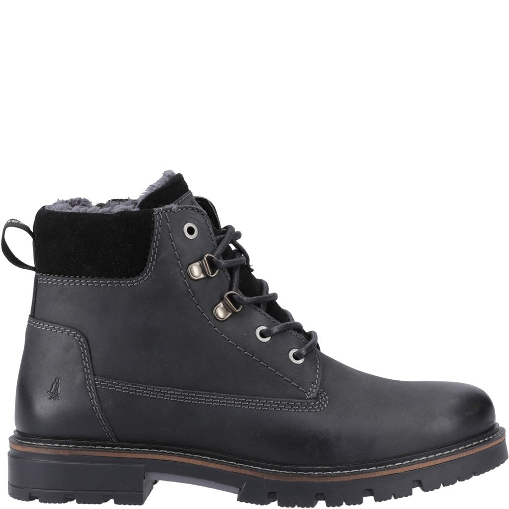 Mens Boots Black Hush Puppies Pier Shearling Lace Boot