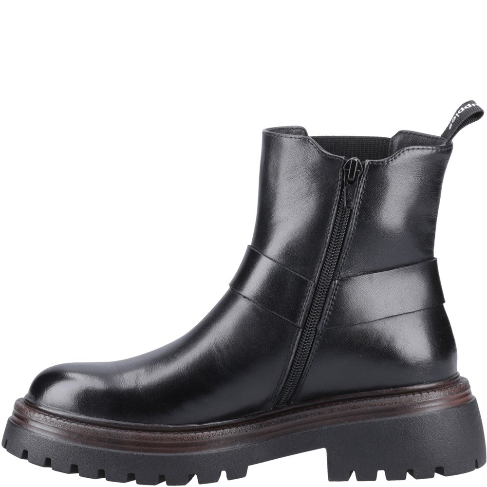 Ladies Ankle Boots Black Leather Hush Puppies Raye Buckle Boot Leather
