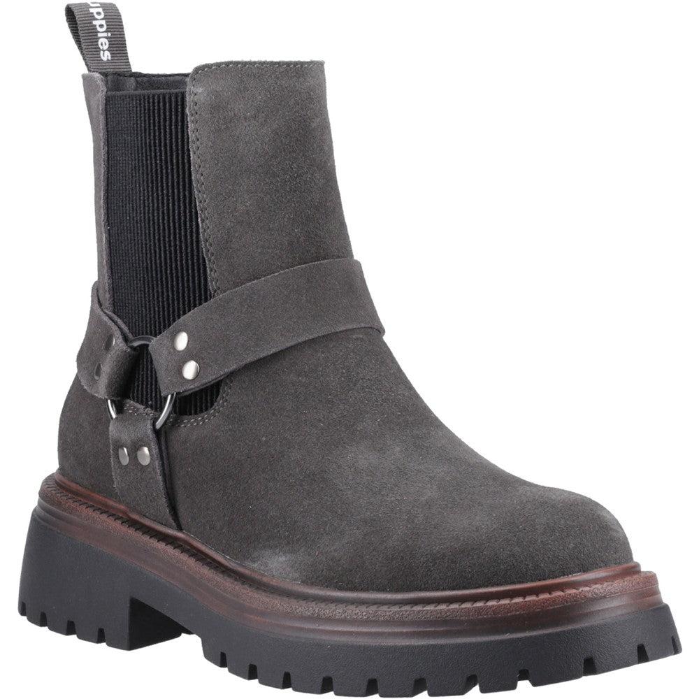 Ladies Ankle Boots Charcoal Hush Puppies Raye Buckle Boot Suede