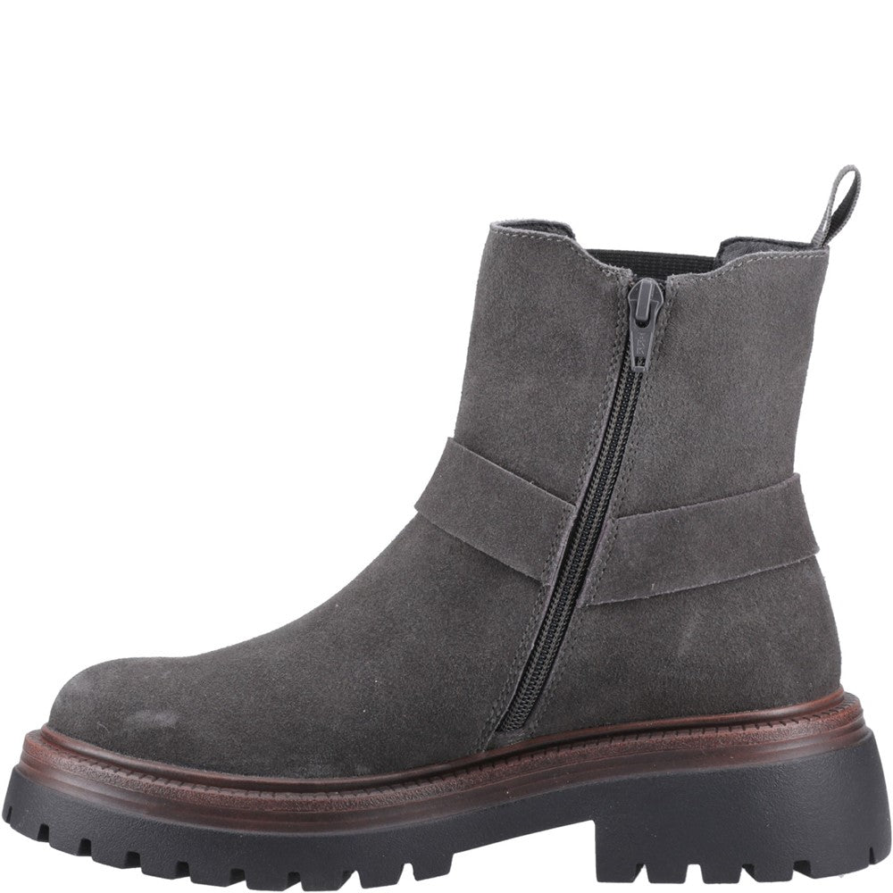 Ladies Ankle Boots Charcoal Hush Puppies Raye Buckle Boot Suede