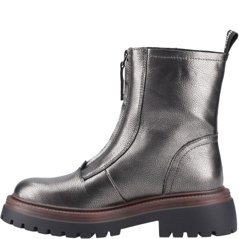 Ladies Ankle Boots Pewter Hush Puppies Roxanna Zip Boot