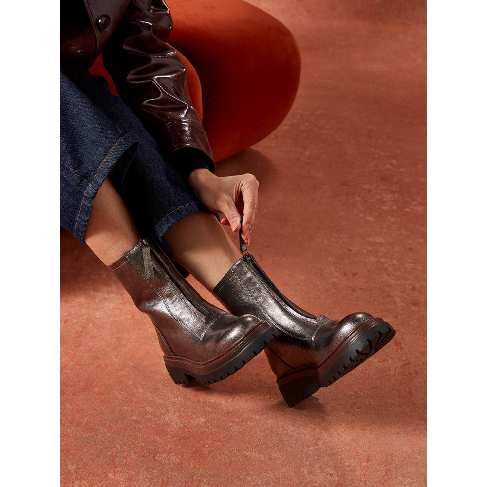 Ladies Ankle Boots Pewter Hush Puppies Roxanna Zip Boot