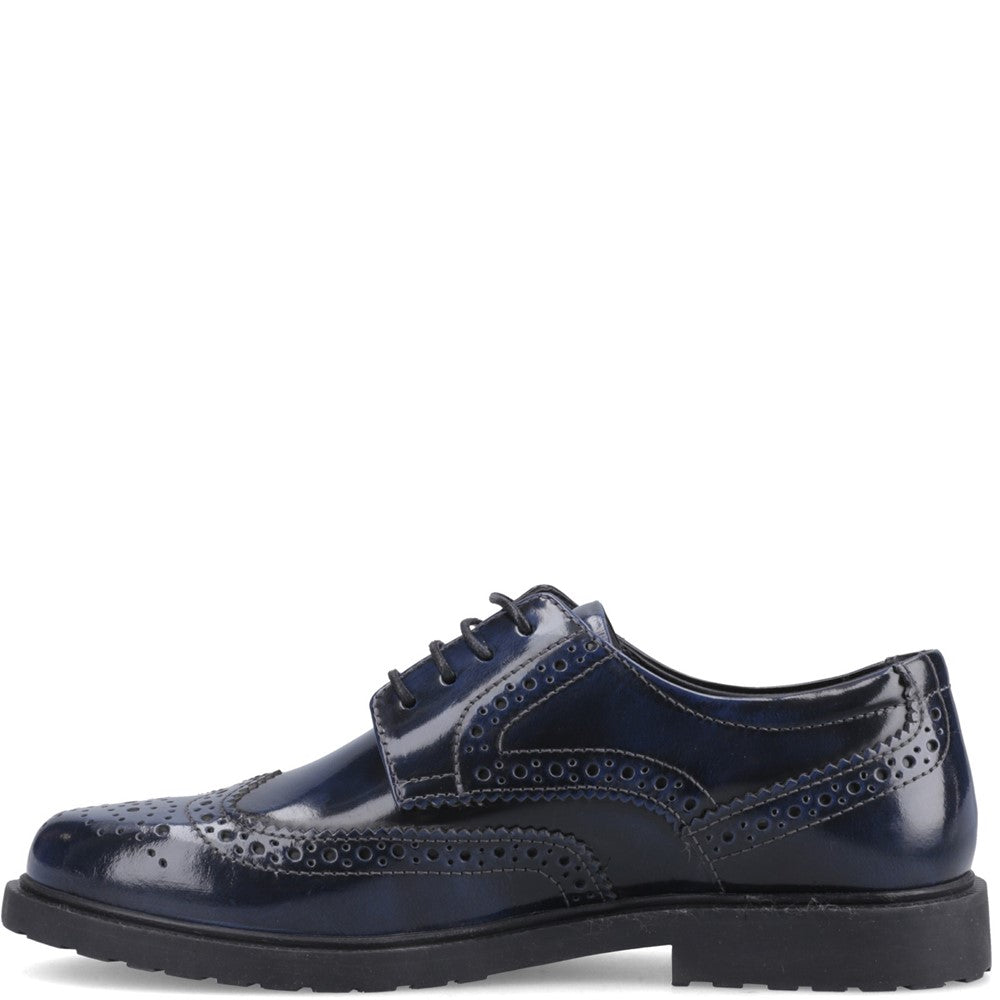 Lace Ladies Shoes Navy Hush Puppies Verity Hi-Shine Brogue