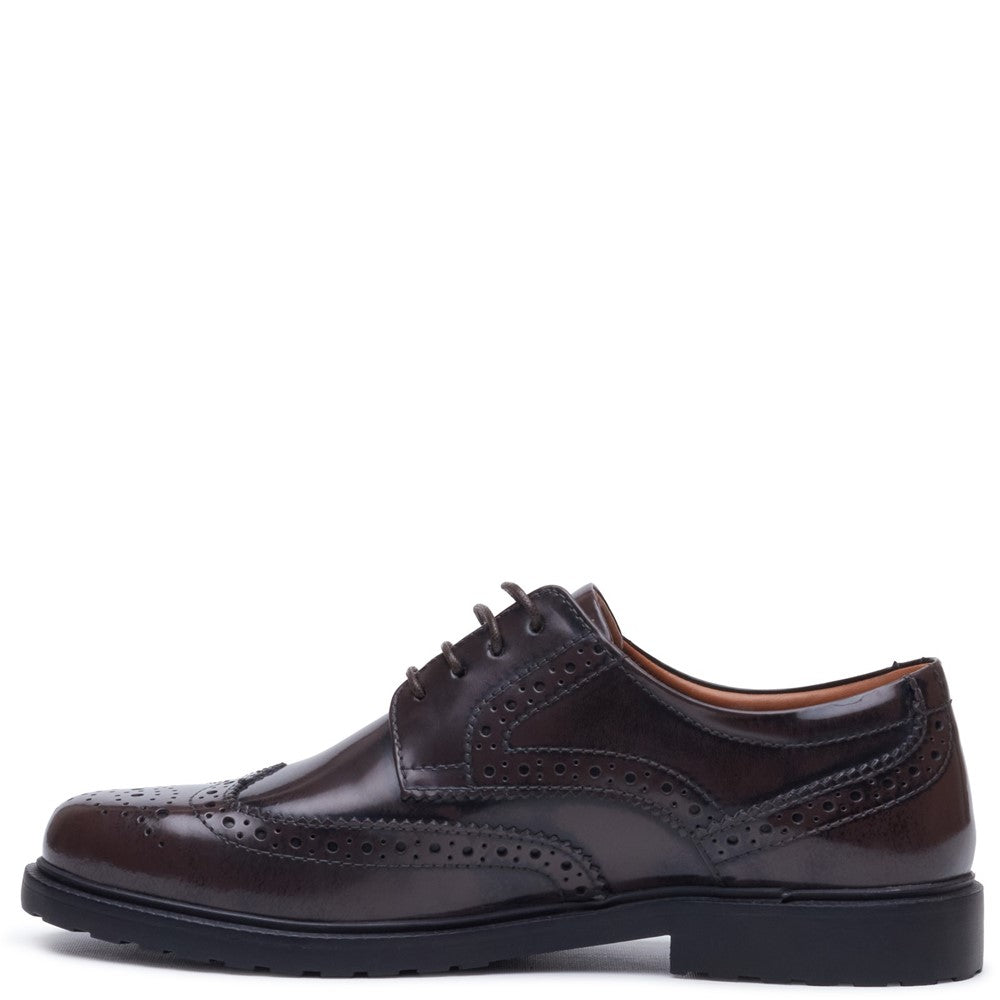 Lace Ladies Shoes Chocolate Hush Puppies Verity Hi-Shine Brogue
