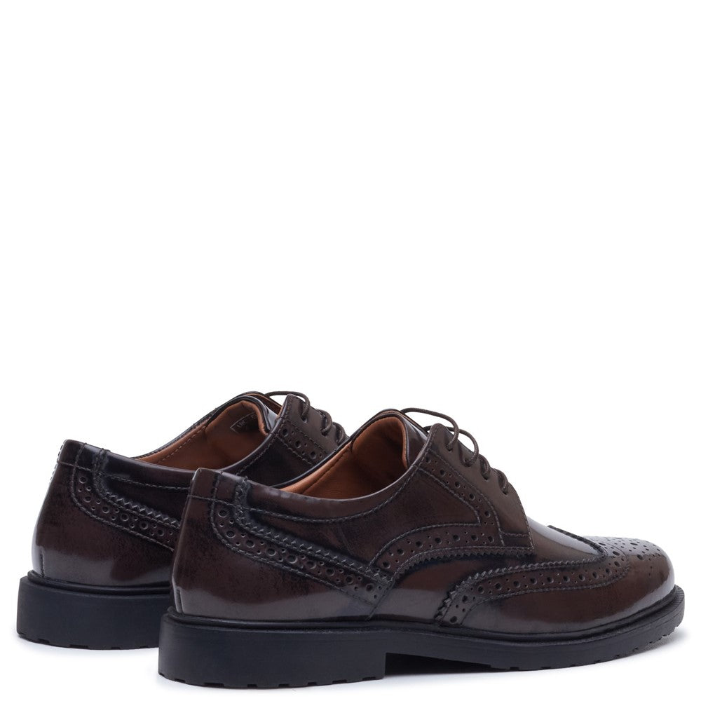 Lace Ladies Shoes Chocolate Hush Puppies Verity Hi-Shine Brogue