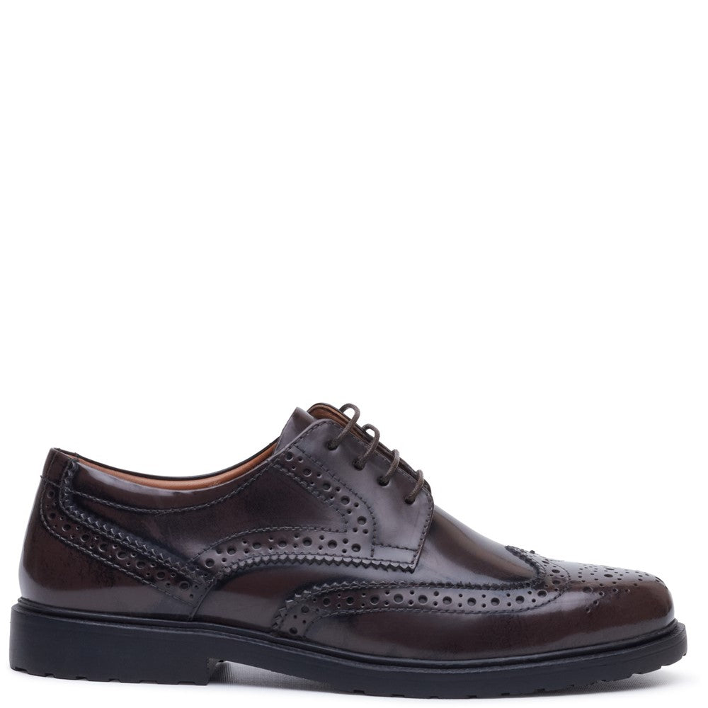 Lace Ladies Shoes Chocolate Hush Puppies Verity Hi-Shine Brogue