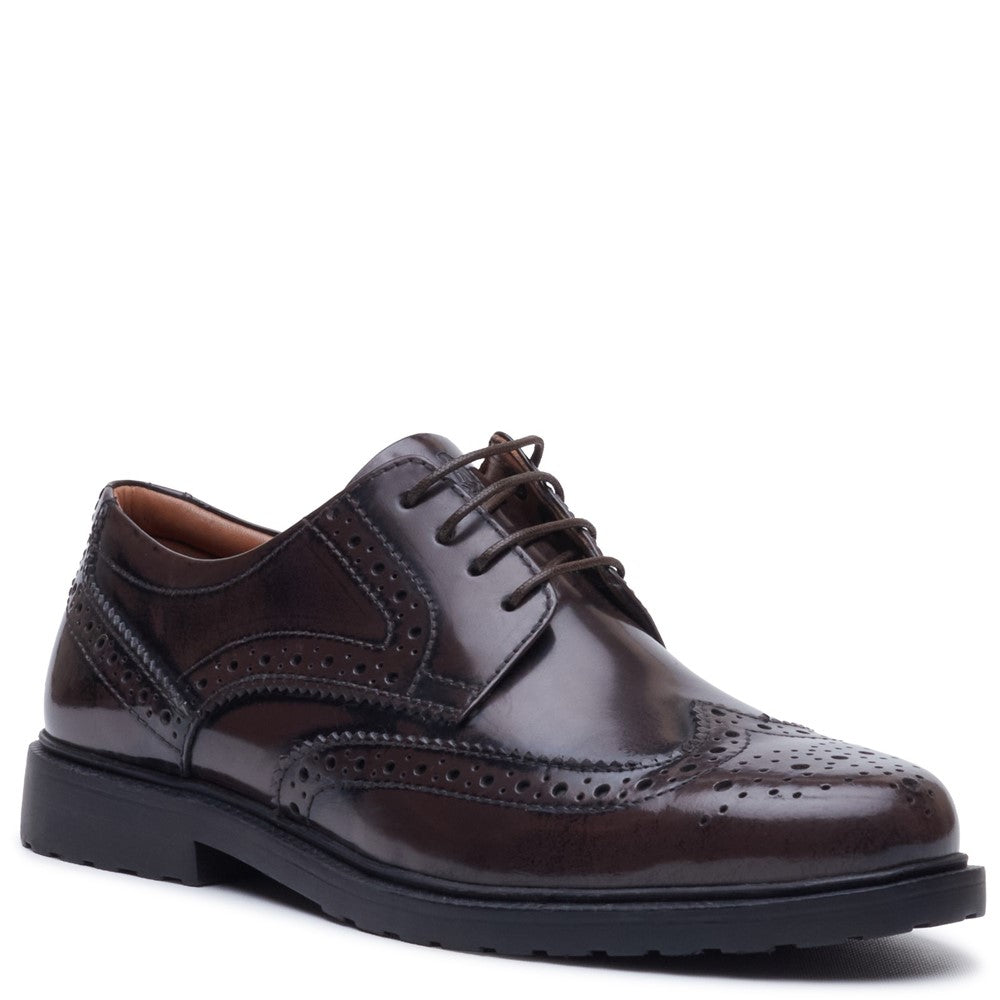 Lace Ladies Shoes Chocolate Hush Puppies Verity Hi-Shine Brogue
