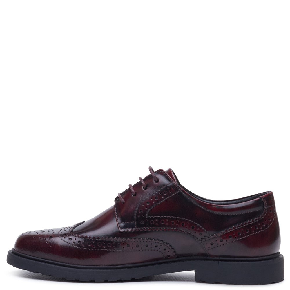 Lace Ladies Shoes Plum Hush Puppies Verity Hi-Shine Brogue