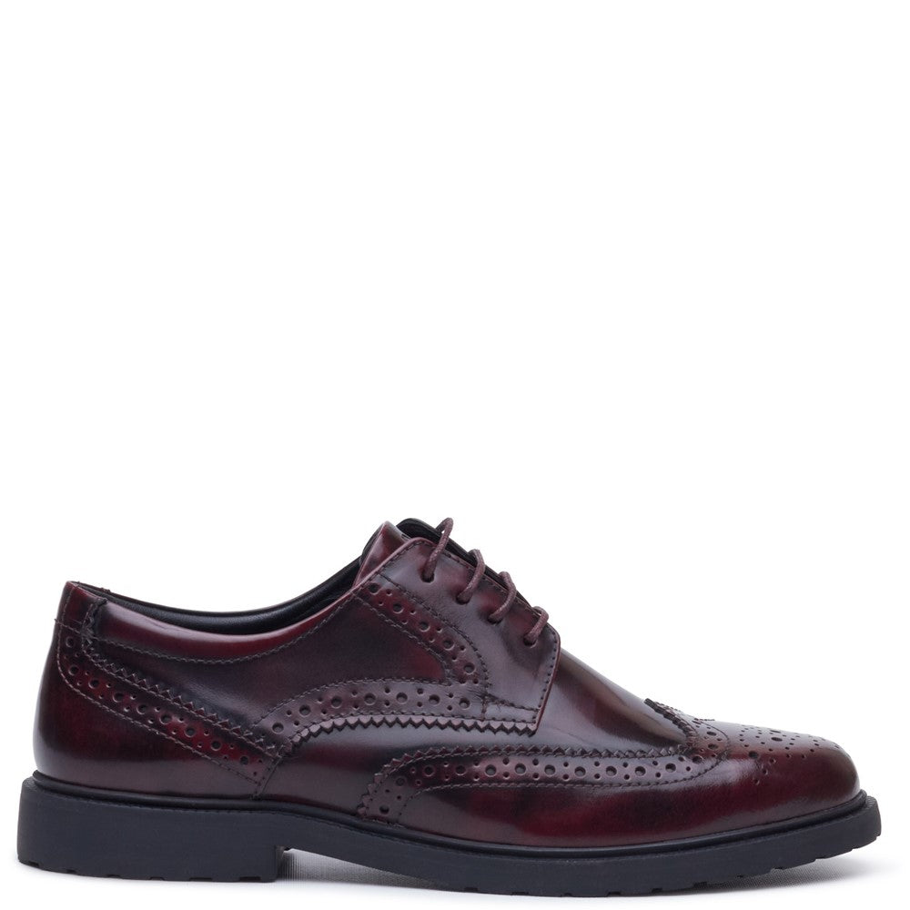 Lace Ladies Shoes Plum Hush Puppies Verity Hi-Shine Brogue