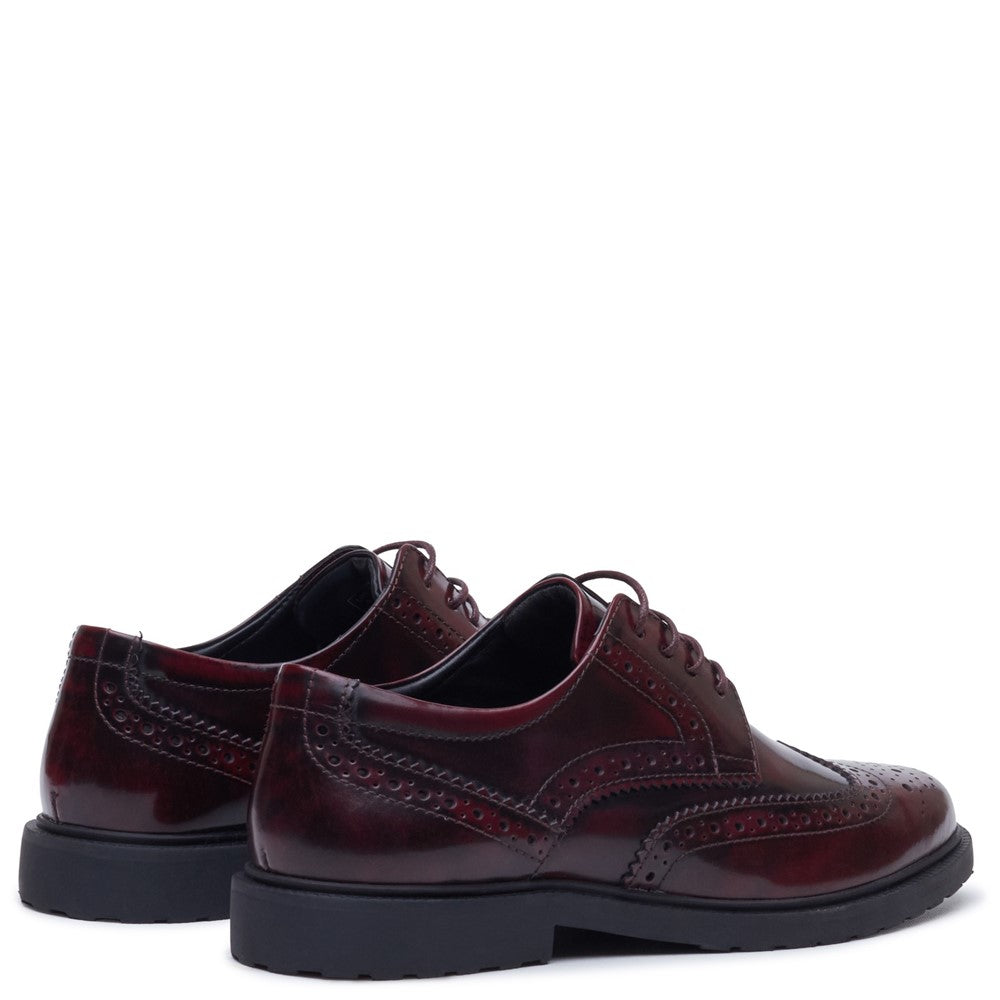 Lace Ladies Shoes Plum Hush Puppies Verity Hi-Shine Brogue