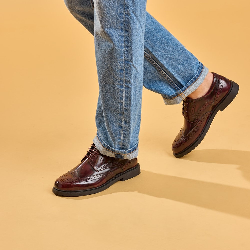 Lace Ladies Shoes Plum Hush Puppies Verity Hi-Shine Brogue