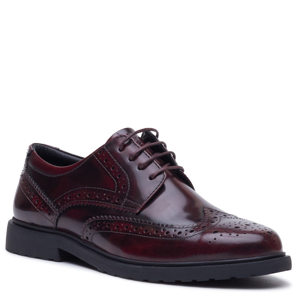 Lace Ladies Shoes Plum Hush Puppies Verity Hi-Shine Brogue