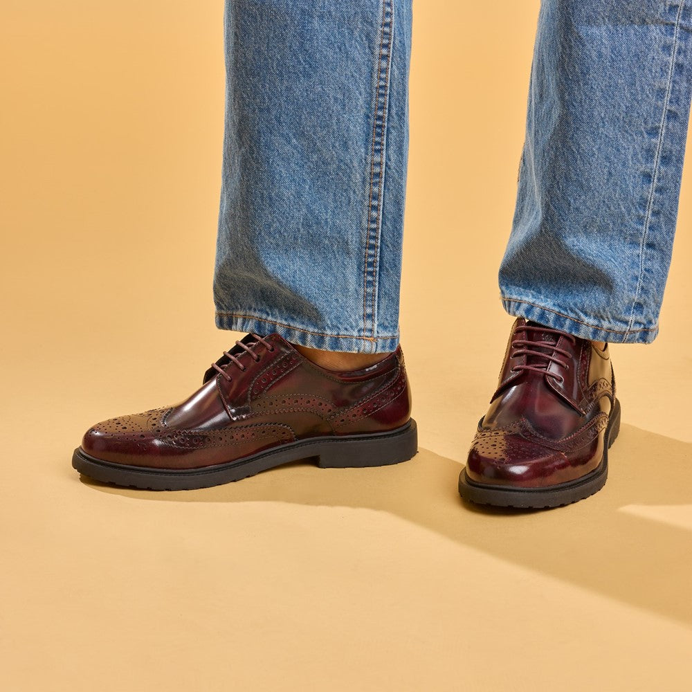 Lace Ladies Shoes Plum Hush Puppies Verity Hi-Shine Brogue