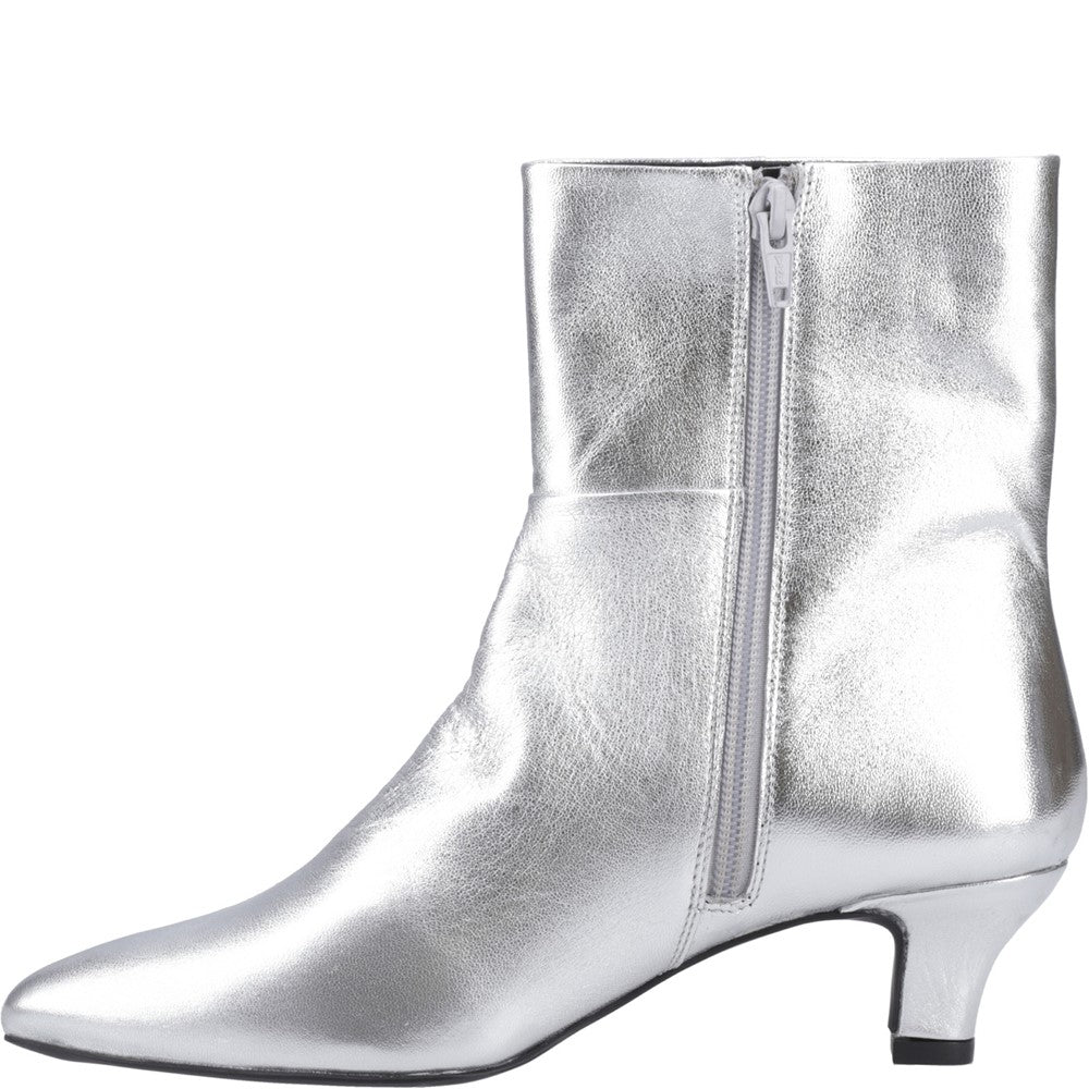 Ladies Ankle Boots Silver Hush Puppies Nahla kitten heel boot