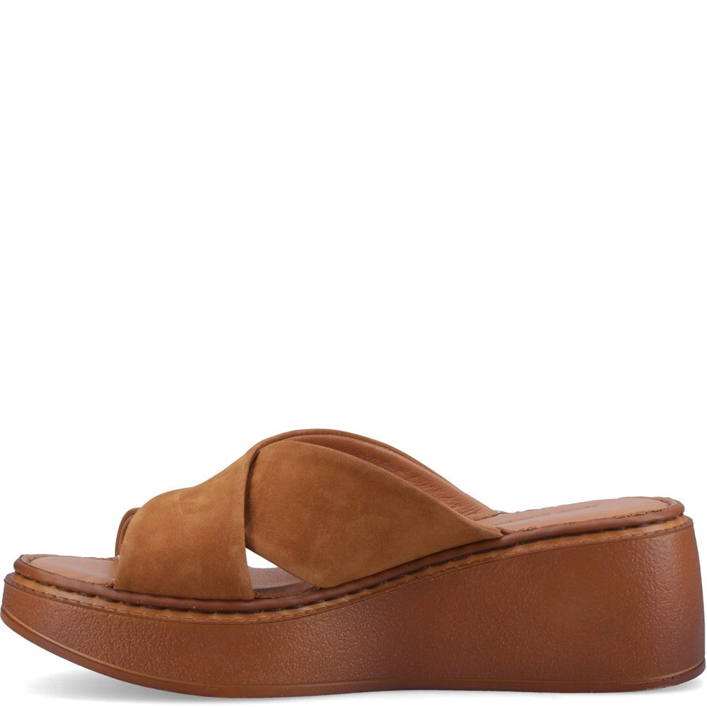 Ladies Heeled Sandals Tan Hush Puppies Bobbi Wedge Sandal