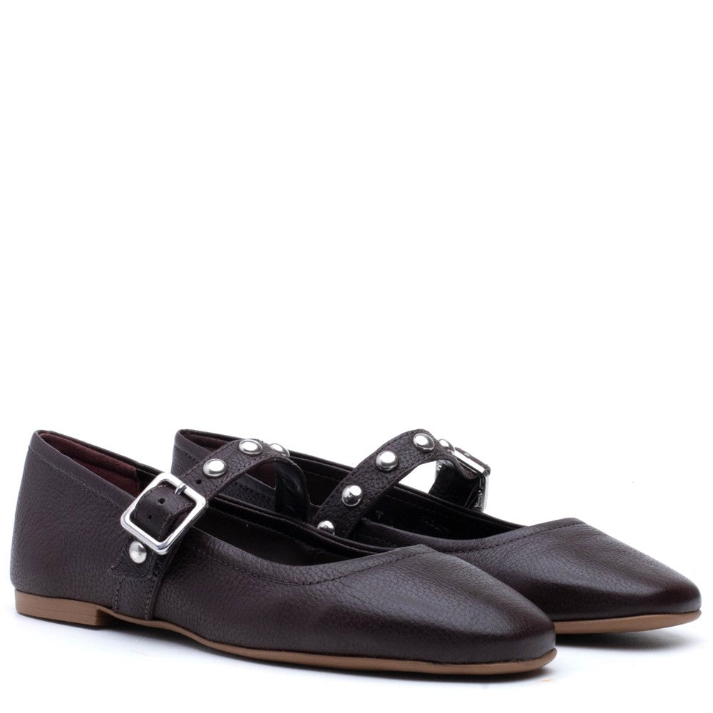 Ballerinas Chocolate Hush Puppies Charlene Stud Ballerina