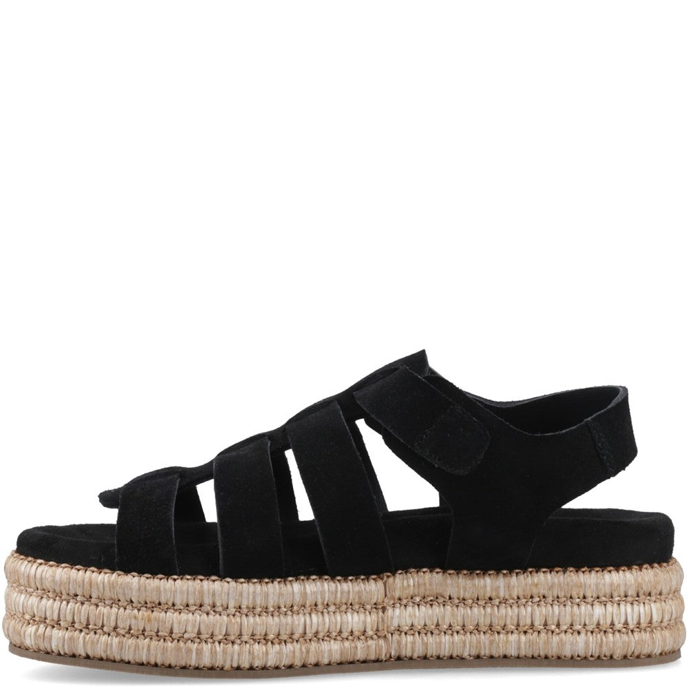 Shoe Ladies Summer Black/Tan Hush Puppies Rosetta Gladiator