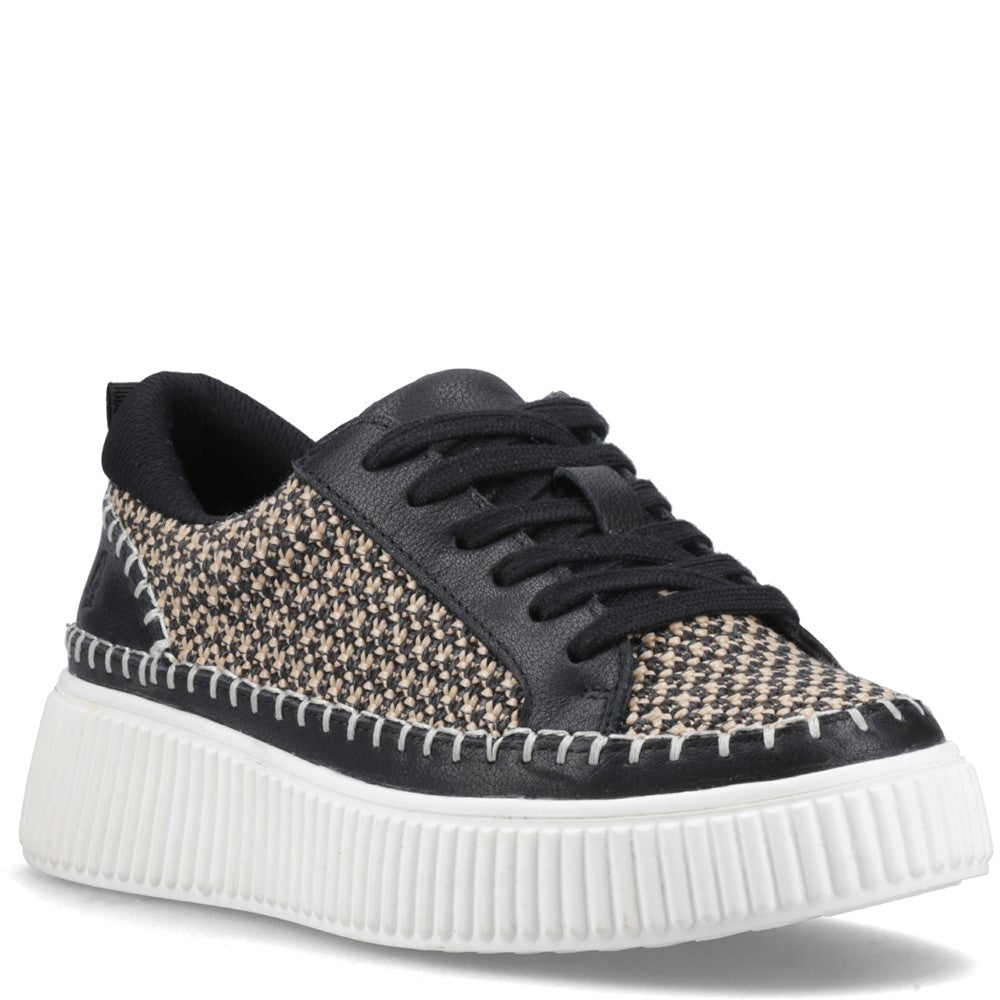 Lace Ladies Shoes Black Hush Puppies Haisley Woven Trainer