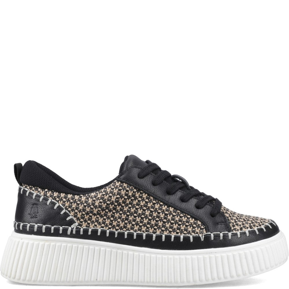 Lace Ladies Shoes Black Hush Puppies Haisley Woven Trainer