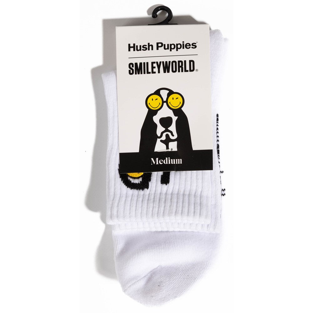 Socks White Hush Puppies HP Mens Logo Smiley Sock