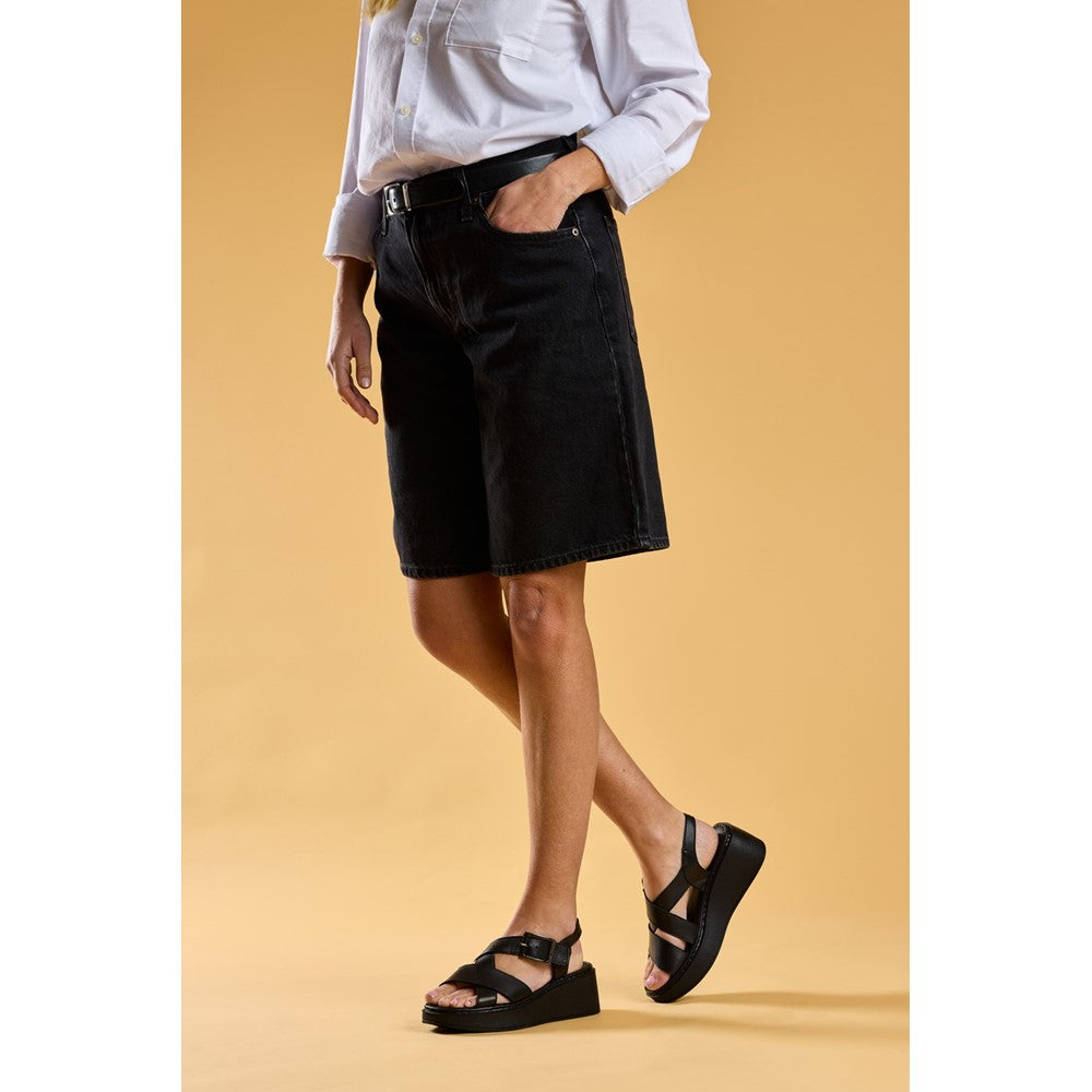 Ladies Heeled Sandals Black Hush Puppies Bretta Wedge Sandal