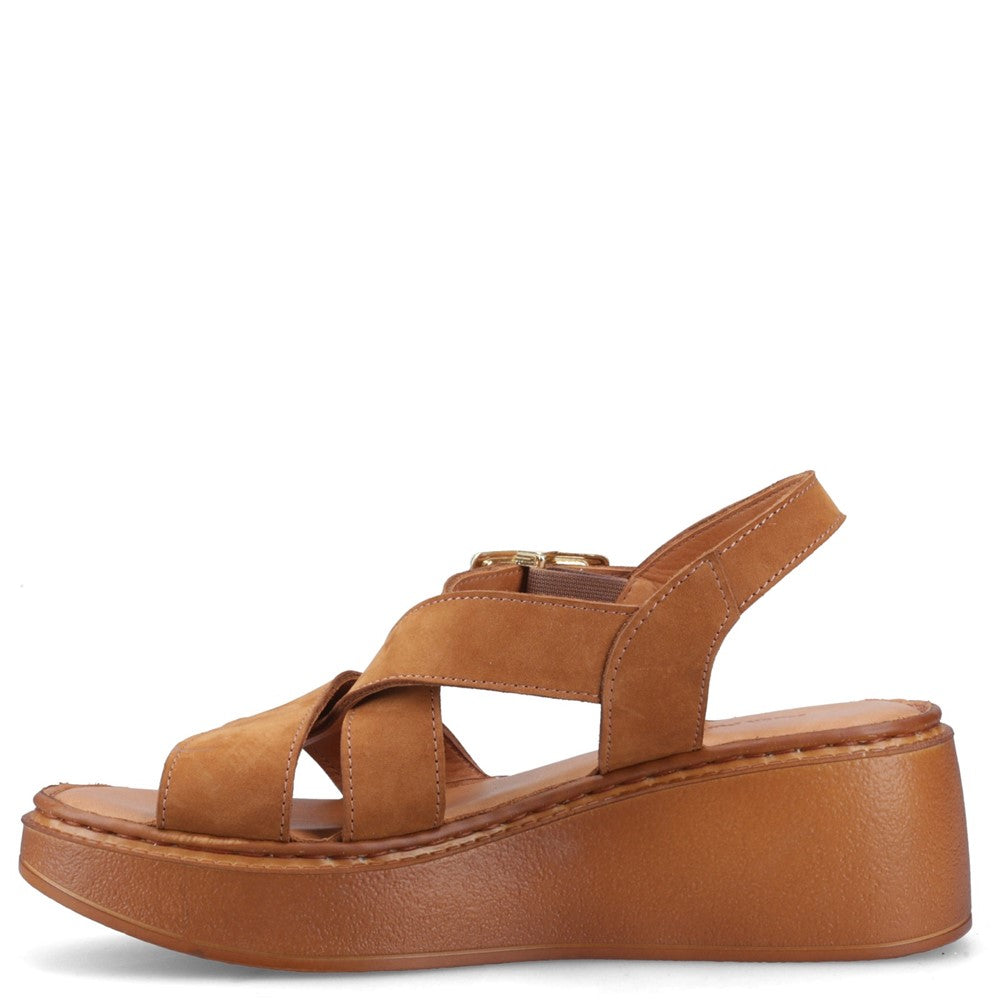 Ladies Heeled Sandals Tan Hush Puppies Bretta Wedge Sandal