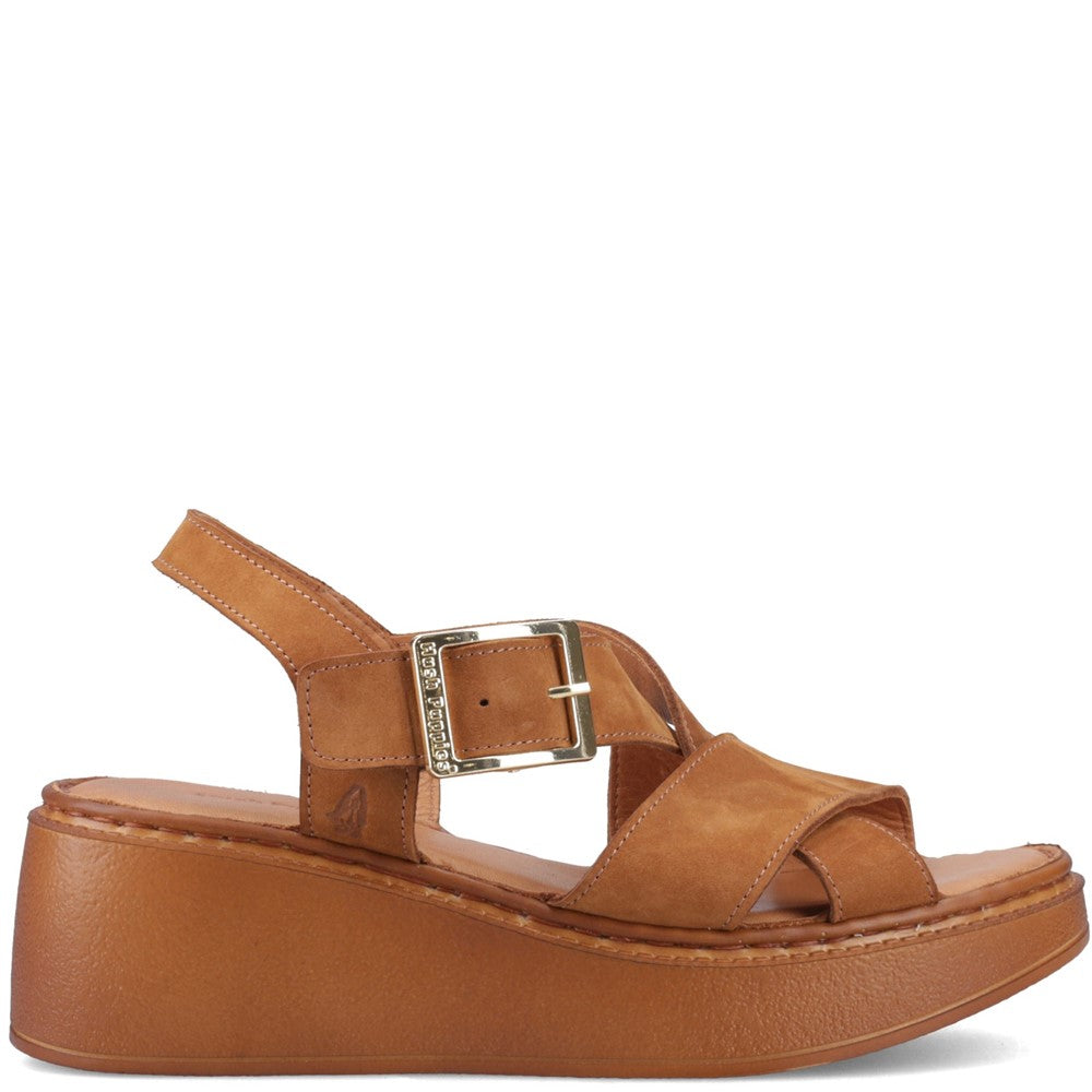 Ladies Heeled Sandals Tan Hush Puppies Bretta Wedge Sandal