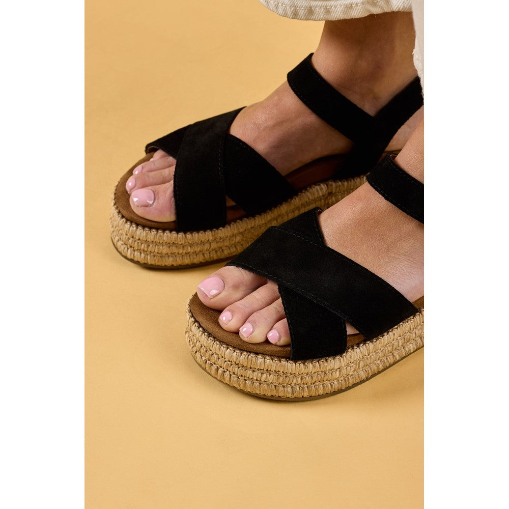 Sandal Ladies Summer Black Hush Puppies Rosa Rafia Sandal
