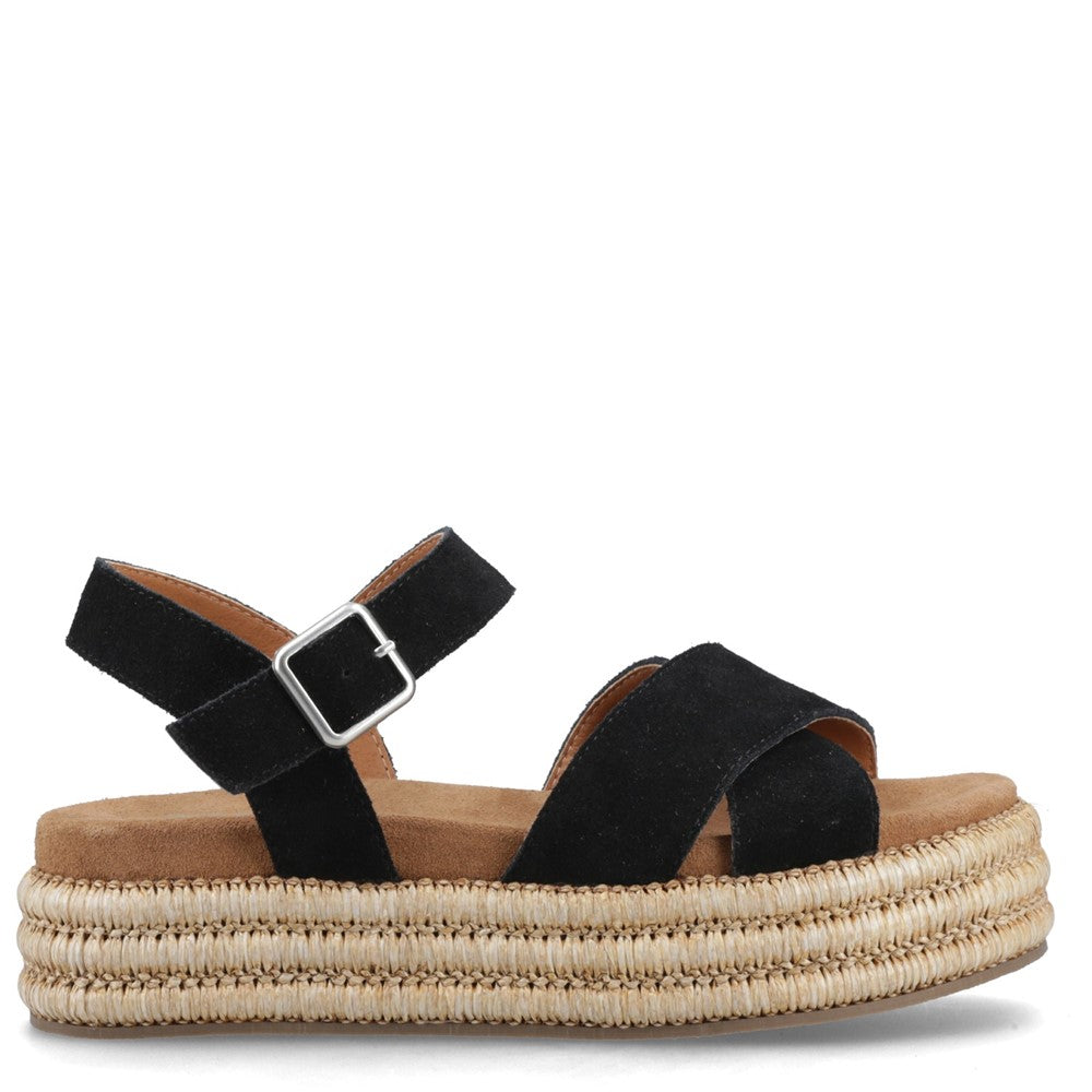 Sandal Ladies Summer Black Hush Puppies Rosa Rafia Sandal