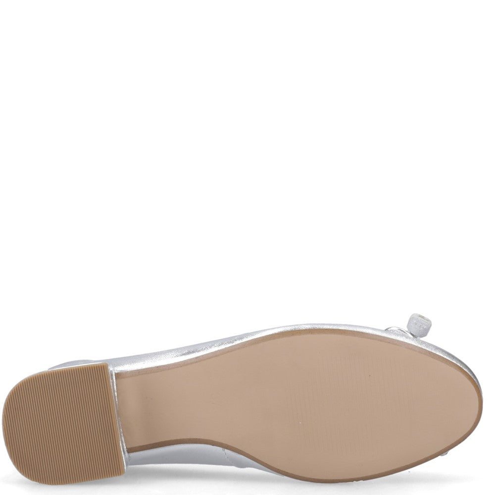 Ladies Heeled Sandals Silver Hush Puppies Silvia Low Heel Sandal