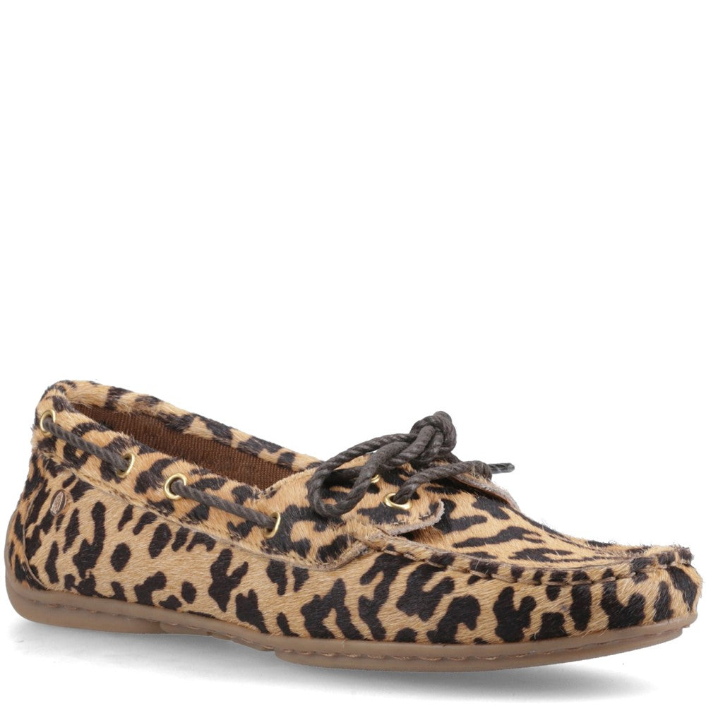 Slip On Ladies Shoes Leopard Hush Puppies Tula Boat Shoe