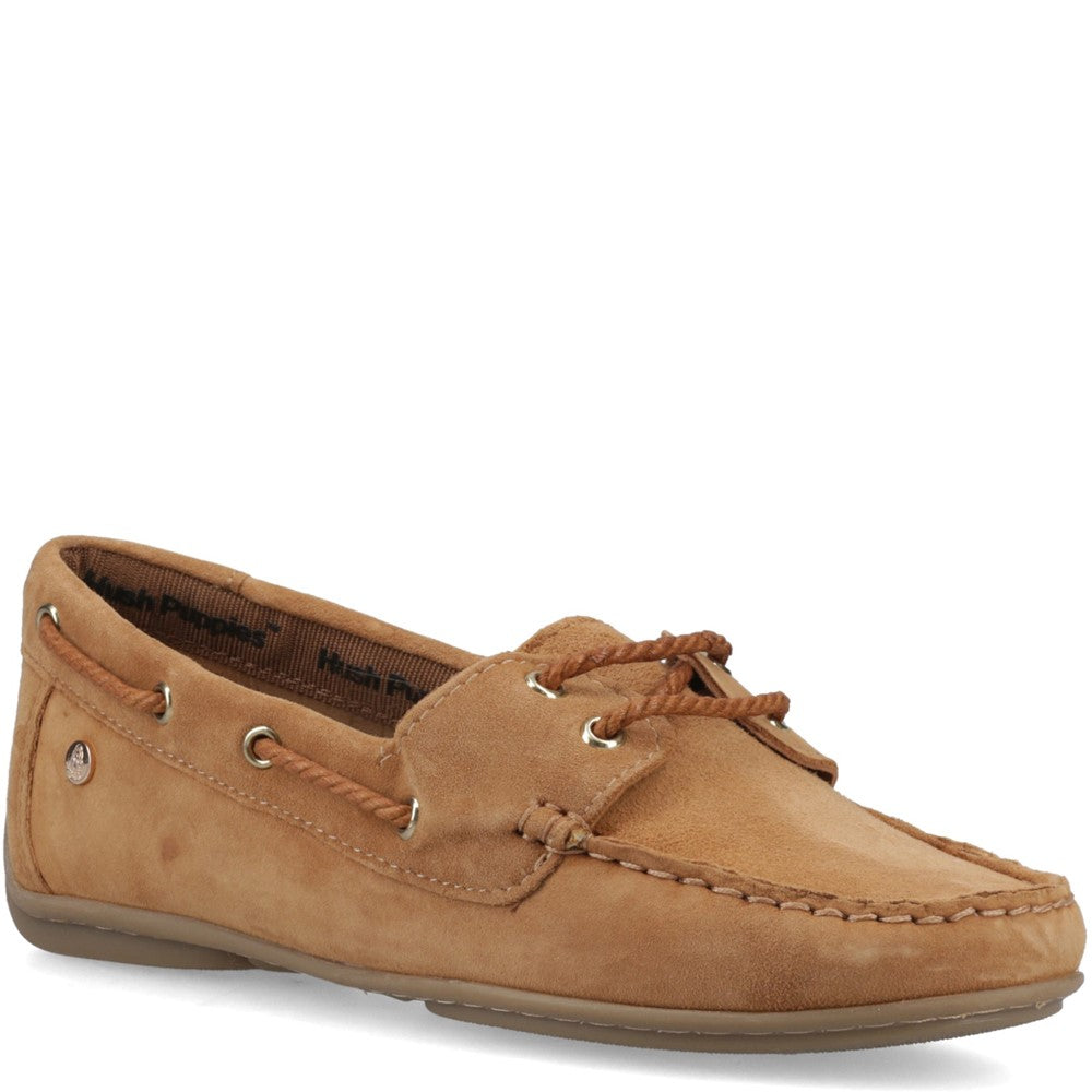 Slip On Ladies Shoes Tan Hush Puppies Tula Boat Shoe