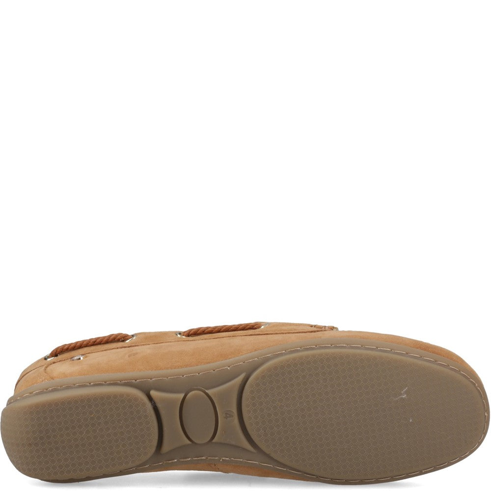 Slip On Ladies Shoes Tan Hush Puppies Tula Boat Shoe