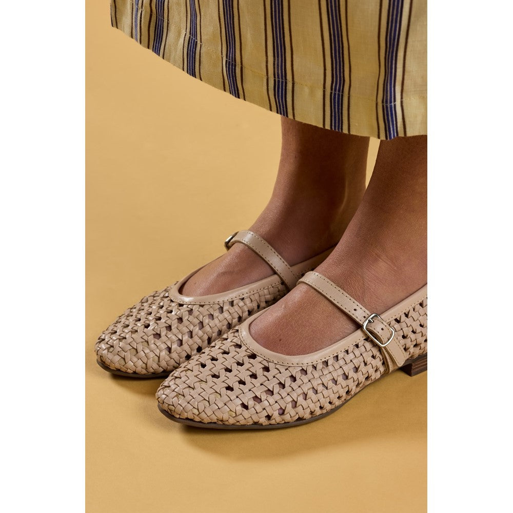 Ballerinas Cream Hush Puppies Delaney Woven Mary Jane