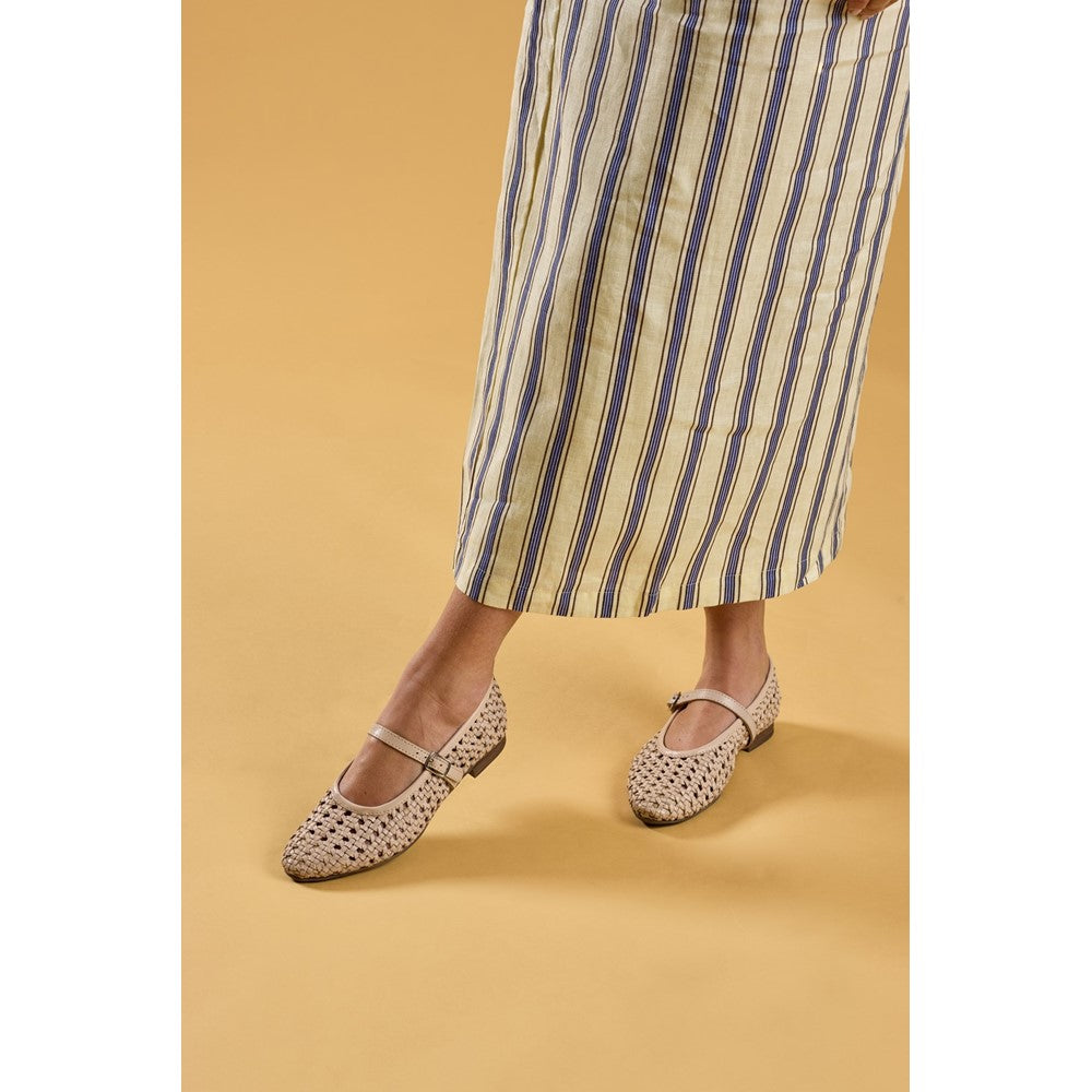 Ballerinas Cream Hush Puppies Delaney Woven Mary Jane