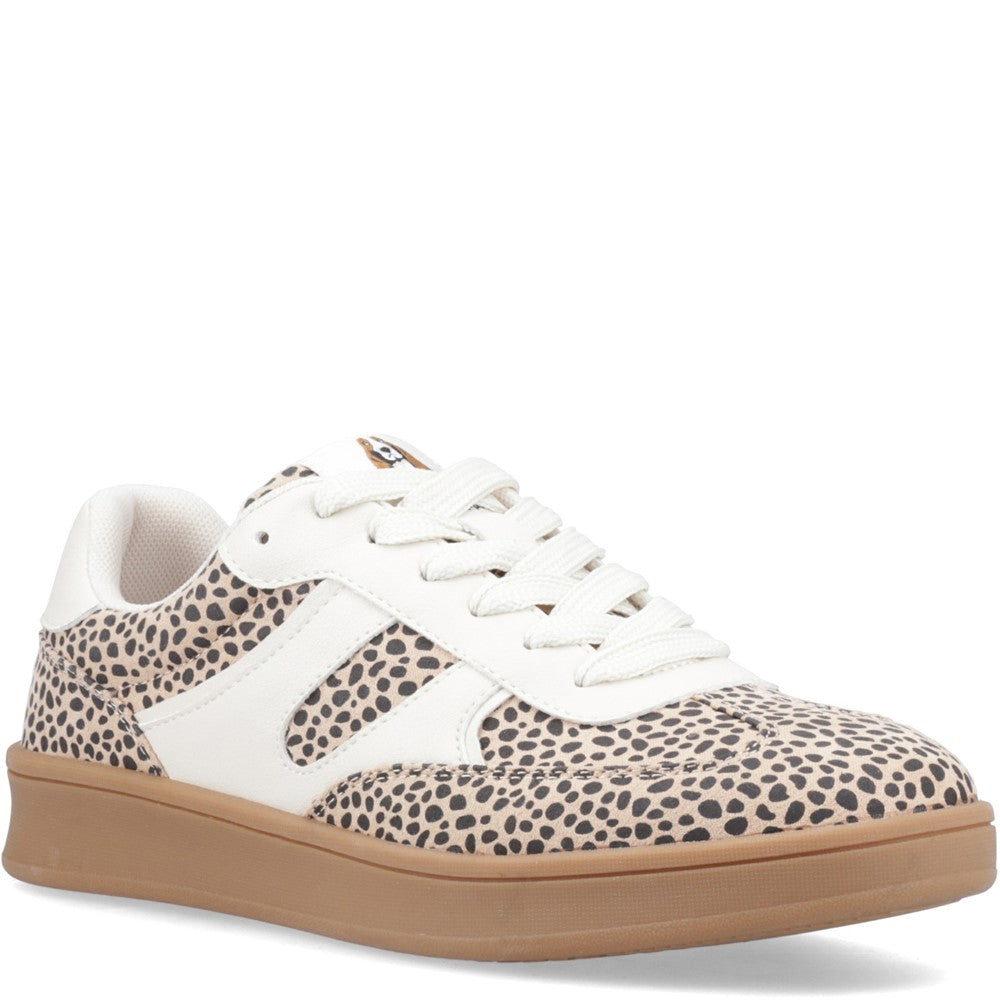 Ladies Sports Cheetah Hush Puppies Maura Textile Sneaker